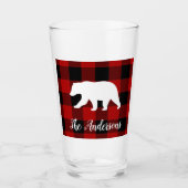 Red Buffalo Kariert & Bear | Geschenk für persönli Glas (Vorderseite)