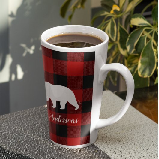 Red Buffalo Kariert & Bear | Geschenk für persönli Milchtasse