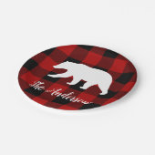 Red Buffalo Kariert & Bear | Geschenk für persönli Pappteller (Schrägansicht)