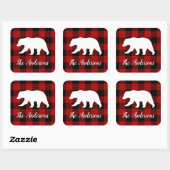 Red Buffalo Kariert & Bear | Geschenk für persönli Quadratischer Aufkleber (Blatt)