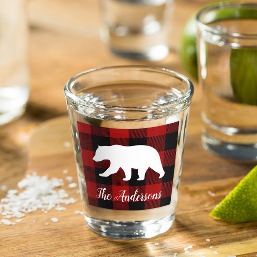 Red Buffalo Kariert & Bear | Geschenk für persönli Schnapsglas