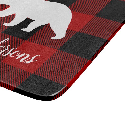 Red Buffalo Kariert & Bear | Geschenk für persönli Schneidebrett (Ecke)