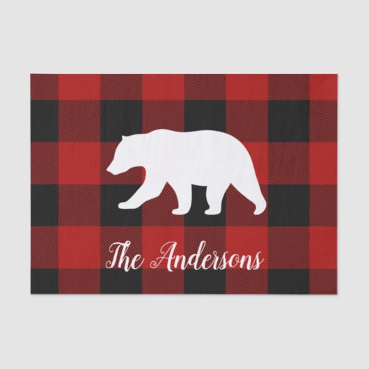 Red Buffalo Kariert & Bear | Geschenk für persönli Seidenpapier (Vorderseite)