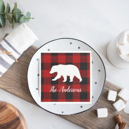 Red Buffalo Kariert & Bear | Geschenk für persönli Serviette