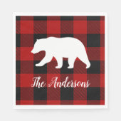 Red Buffalo Kariert & Bear | Geschenk für persönli Serviette (Vorderseite)