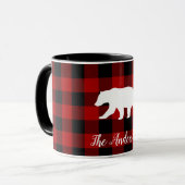 Red Buffalo Kariert & Bear | Geschenk für persönli Tasse (Vorderseite Links)