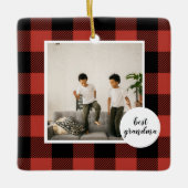 Red Buffalo Kariert Bestes Grandma-Geschenk mit Fo Keramikornament (Vorderseite)