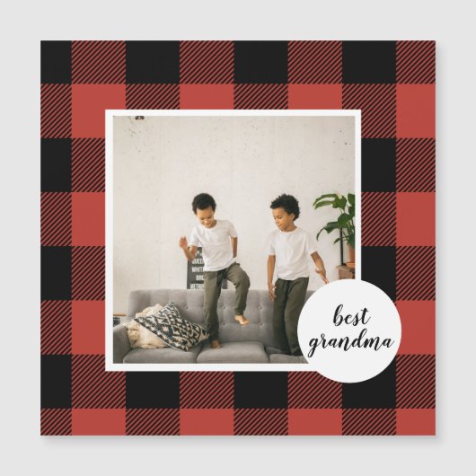 Red Buffalo Kariert Bestes Grandma-Geschenk mit Fo Magnetkarte (Vorderseite)