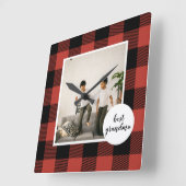 Red Buffalo Kariert Bestes Grandma-Geschenk mit Fo Quadratische Wanduhr (Winkel)