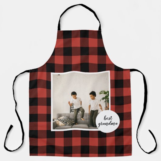 Red Buffalo Kariert Bestes Grandma-Geschenk mit Fo Schürze (Vorderseite)