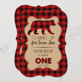 Red Buffalo Kariert Birthday ONE Custom Einladung (Vorne/Hinten)