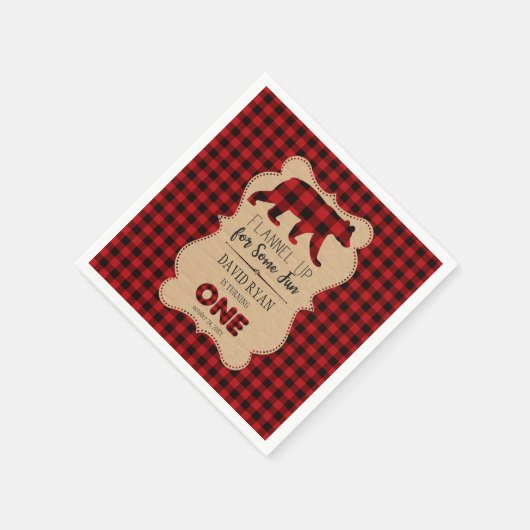 Red Buffalo Kariert Birthday ONE Custom Serviette (Ecke)