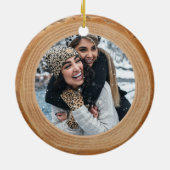 Red Buffalo Kariert Bow Monogram & Foto Wood Slice Keramik Ornament (Hinten)