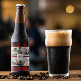 Red Buffalo Kariert & Collage Foto mit anfängliche Bierflaschenetikett