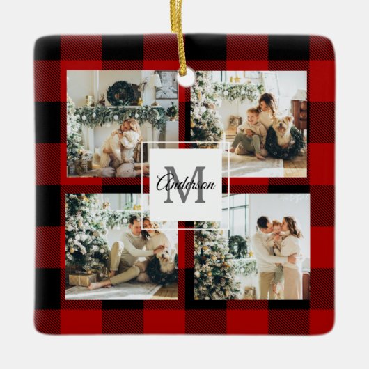 Red Buffalo Kariert & Collage Foto mit anfängliche Keramikornament (Vorderseite)