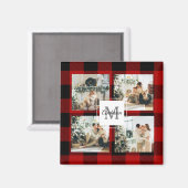 Red Buffalo Kariert & Collage Foto mit anfängliche Magnet (Vorderseite/Rückseite)