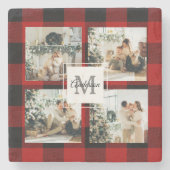 Red Buffalo Kariert & Collage Foto mit anfängliche Steinuntersetzer (Vorderseite)