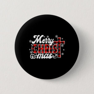 Red Buffalo Kariert Cross Frohe Weihnachten Vintag Button