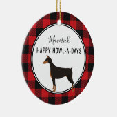 Red Buffalo Kariert Custom Doberman Dog Ornament (Rechts)