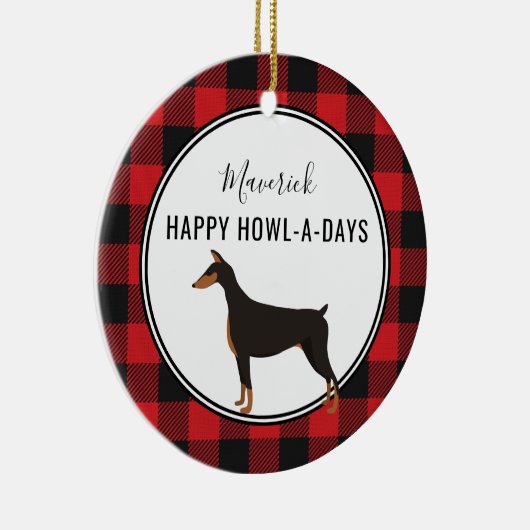Red Buffalo Kariert Custom Doberman Dog Ornament (Rechts)
