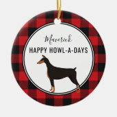 Red Buffalo Kariert Custom Doberman Dog Ornament (Vorne)