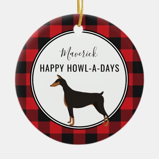 Red Buffalo Kariert Custom Doberman Dog Ornament (Vorne)