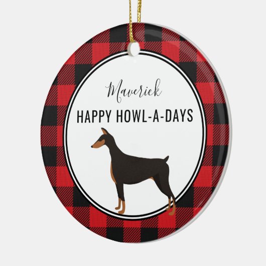 Red Buffalo Kariert Custom Doberman Dog Ornament (Links)
