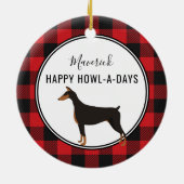 Red Buffalo Kariert Custom Doberman Dog Ornament (Hinten)
