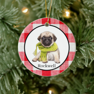 Red Buffalo Kariert Custom Pet Foto Keramik Ornament