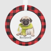 Red Buffalo Kariert Custom Pet Foto Ornament (Rückseite)