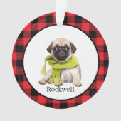 Red Buffalo Kariert Custom Pet Foto Ornament (Vorderseite)