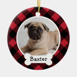Red Buffalo Kariert Custom Pet Puppy Dodge Foto Keramik Ornament