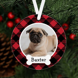 Red Buffalo Kariert Custom Pet Puppy Dodge Foto Ornament