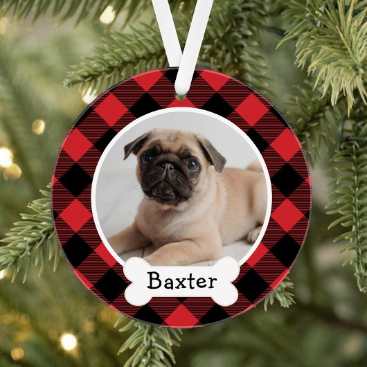 Red Buffalo Kariert Custom Pet Puppy Dodge Foto Ornament