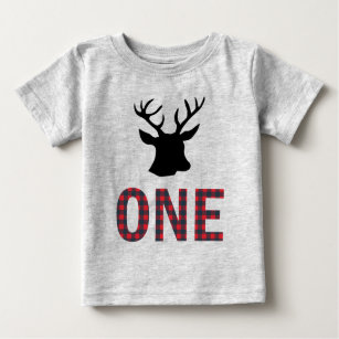 Red Buffalo Kariert Deer 1. Lumberjack Geburtstag Baby T-shirt
