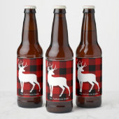 Red Buffalo Kariert & Deer | Geschenk für persönli Bierflaschenetikett (Flaschen)