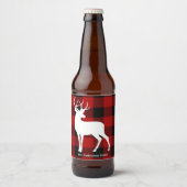 Red Buffalo Kariert & Deer | Geschenk für persönli Bierflaschenetikett (Vorderseite)