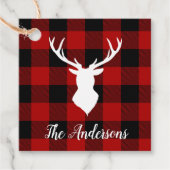 Red Buffalo Kariert & Deer | Geschenk für persönli Geschenkanhänger (Vorderseite)