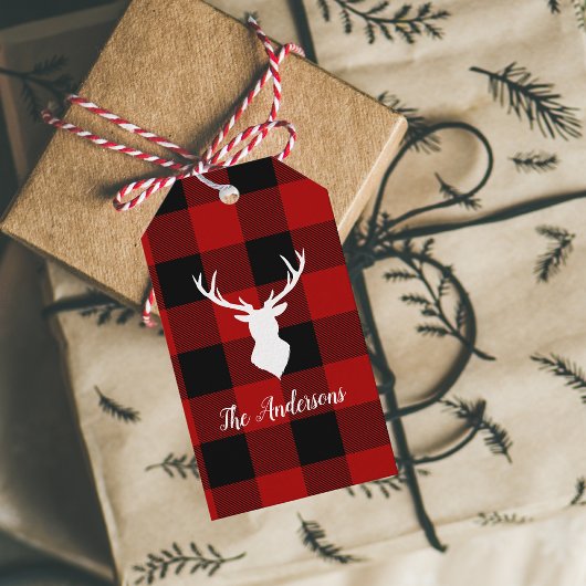 Red Buffalo Kariert & Deer | Geschenk für persönli Geschenkanhänger