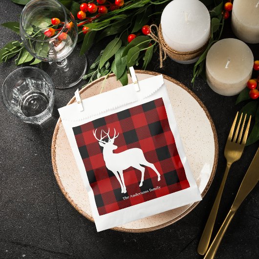 Red Buffalo Kariert & Deer | Geschenk für persönli Geschenktütchen