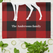 Red Buffalo Kariert & Deer | Geschenk für persönli Geschirrtuch (Gefaltet)