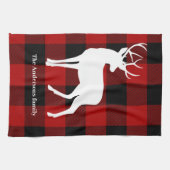 Red Buffalo Kariert & Deer | Geschenk für persönli Geschirrtuch (Horizontal)