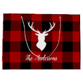 Red Buffalo Kariert & Deer | Geschenk für persönli Große Geschenktüte (Rückseite)