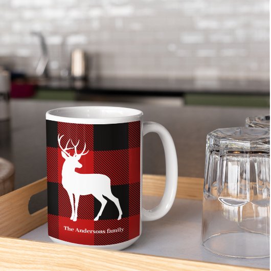 Red Buffalo Kariert & Deer | Geschenk für persönli Kaffeetasse