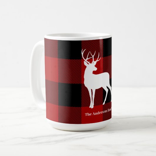 Red Buffalo Kariert & Deer | Geschenk für persönli Kaffeetasse (Vorderseite Links)