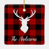 Red Buffalo Kariert & Deer | Geschenk für persönli Keramikornament (Rückseite)