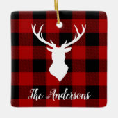 Red Buffalo Kariert & Deer | Geschenk für persönli Keramikornament (Vorderseite)