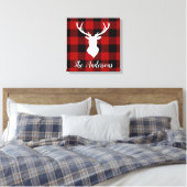 Red Buffalo Kariert & Deer | Geschenk für persönli Leinwanddruck (Insitu (Schlafzimmer))