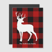 Red Buffalo Kariert & Deer | Geschenk für persönli Magnetkarte (Vorne/Hinten)