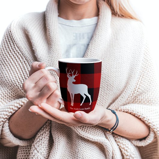 Red Buffalo Kariert & Deer | Geschenk für persönli Milchtasse